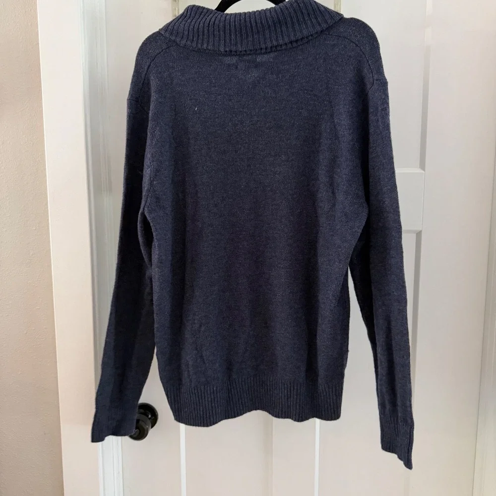 J.Crew Mens Lambswool Blend Shawl Collar Sweater Navy Blue CD598 Size L NWT